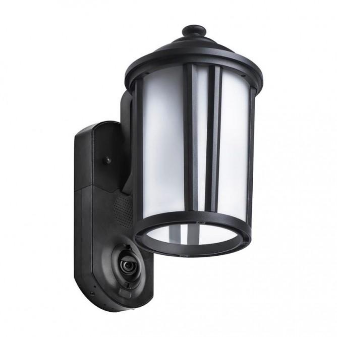 Traditional Smart Security Black Metal and Glass Outdoor 